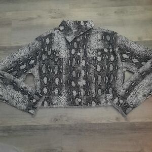 Fashion Nova Rhinestone Snakeskin Print Cropped Jacket
